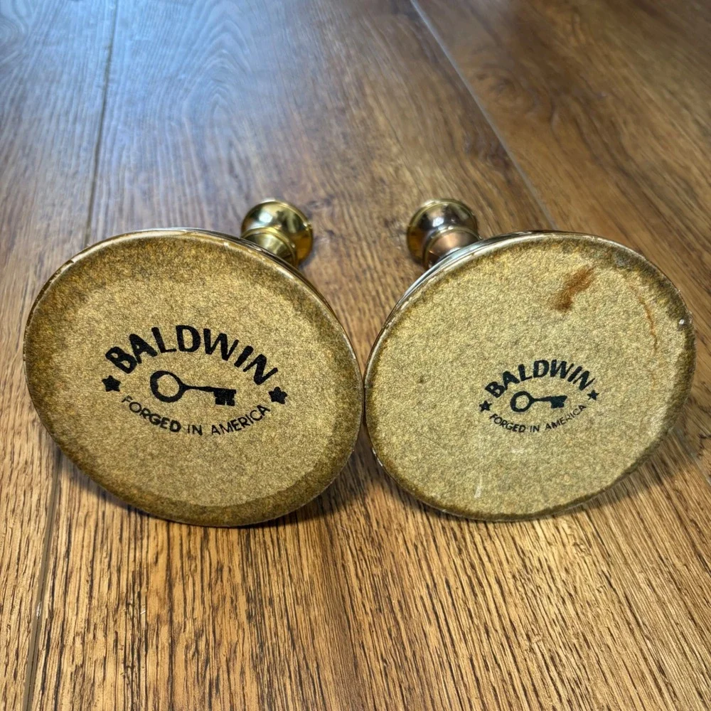 2 Solid Brass Baldwin Candlesticks Heavy Taper‎ Candle Holders 6 Inches Tall